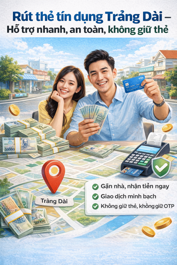 Rút thẻ tín dụng Trảng Dài an toàn, không giữ thẻ