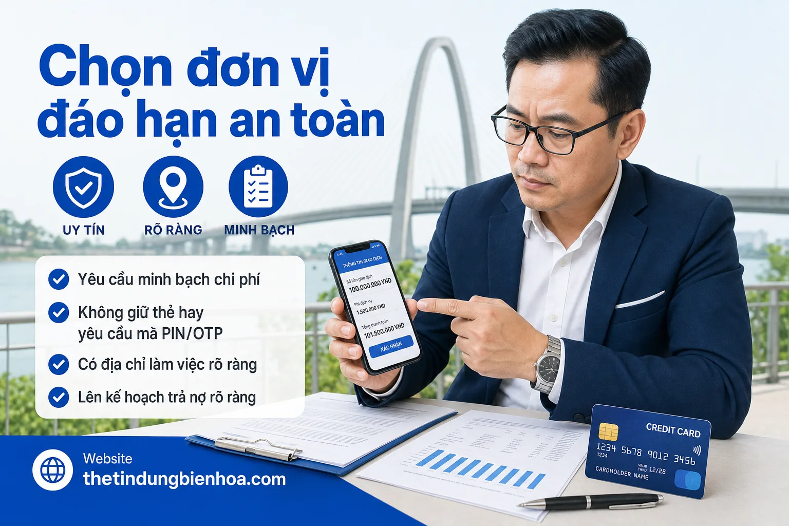 Nhân viên hỗ trợ khách đáo hạn thẻ tín dụng tại Biên Hòa