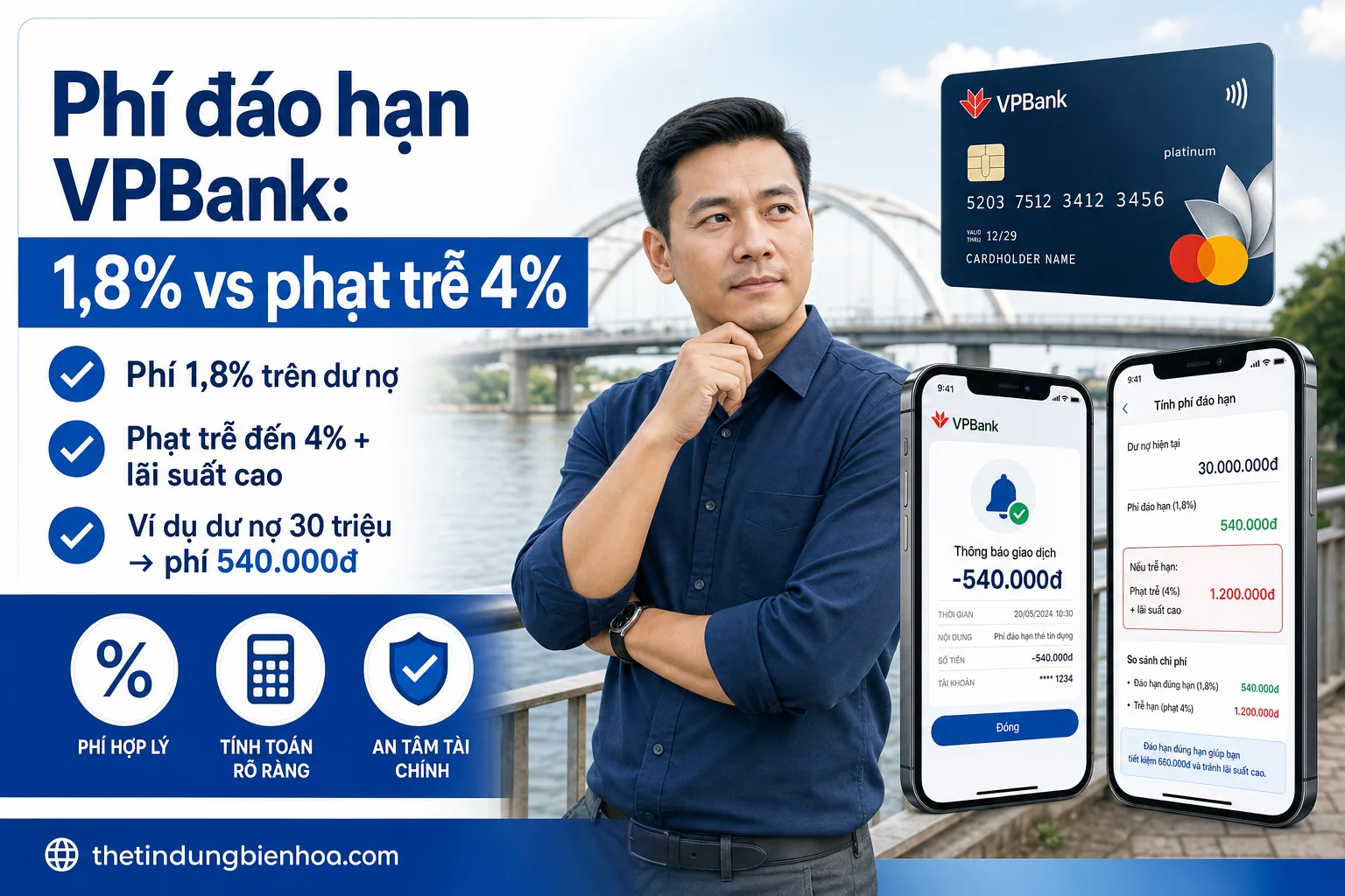 Dịch vụ đáo hạn thẻ tín dụng VPBank phí thấp Biên Hòa