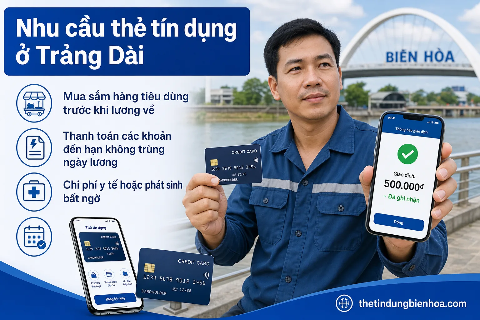 Nhu cầu rút tiền thẻ tín dụng tại Trảng Dài cuối tháng