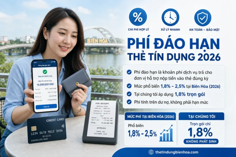 Phí đáo hạn thẻ tín dụng tại Biên Hòa