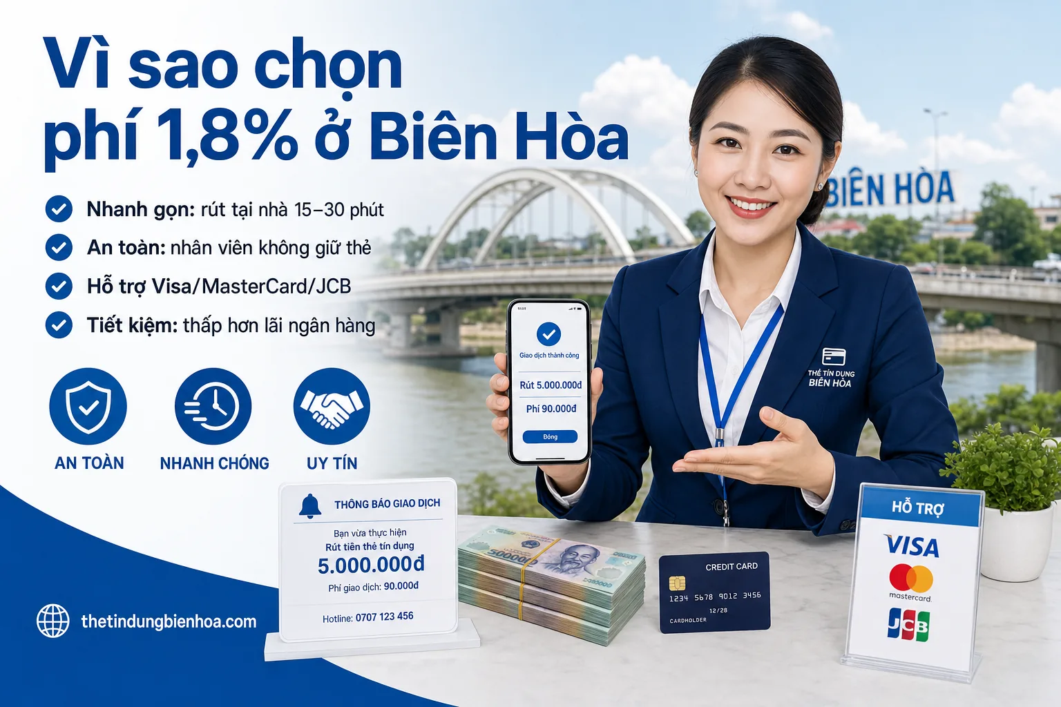 So sánh phí rút tiền thẻ tín dụng Visa Mastercard JCB ở Biên Hòa