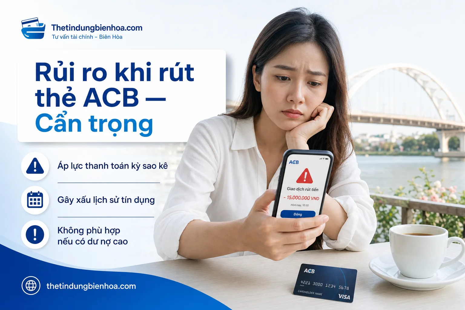Khách giao dịch rút thẻ tín dụng ACB tại Biên Hòa