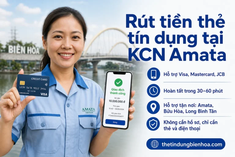 Rút tiền thẻ tín dụng gần khu công nghiệp Amata, Biên Hòa