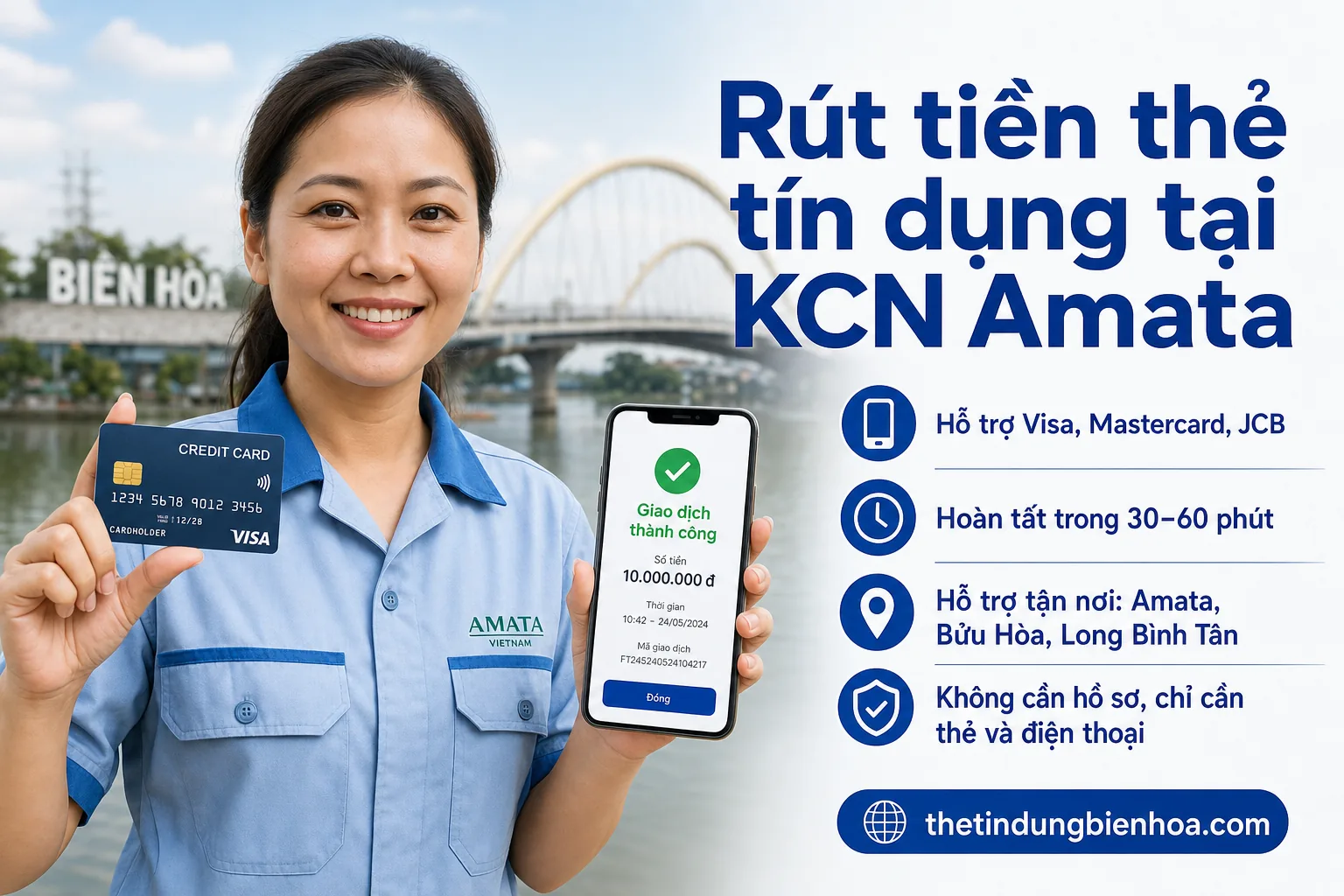 Rút tiền thẻ tín dụng gần khu công nghiệp Amata, Biên Hòa