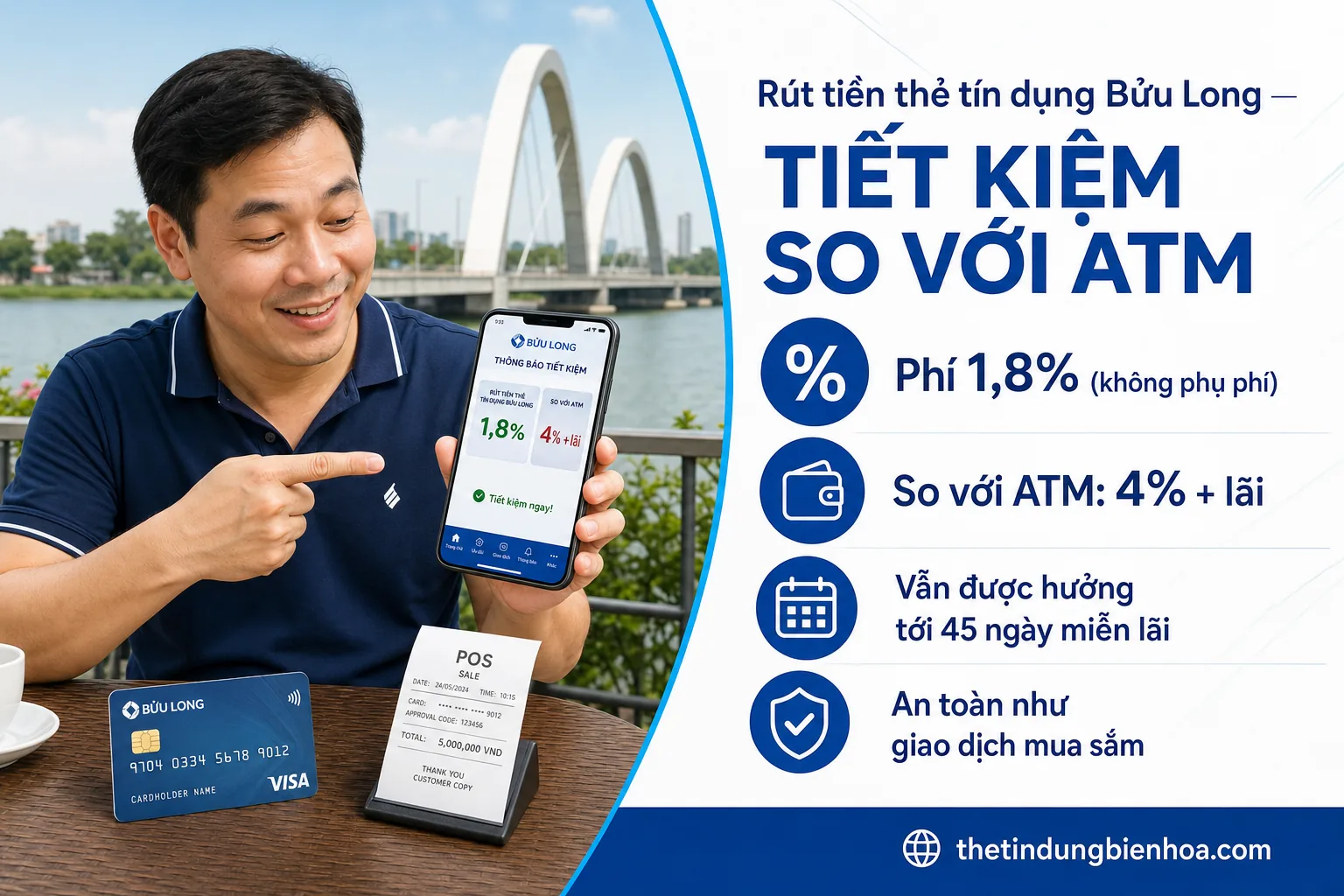 Quy trình rút tiền mặt thẻ tín dụng ở Bửu Long