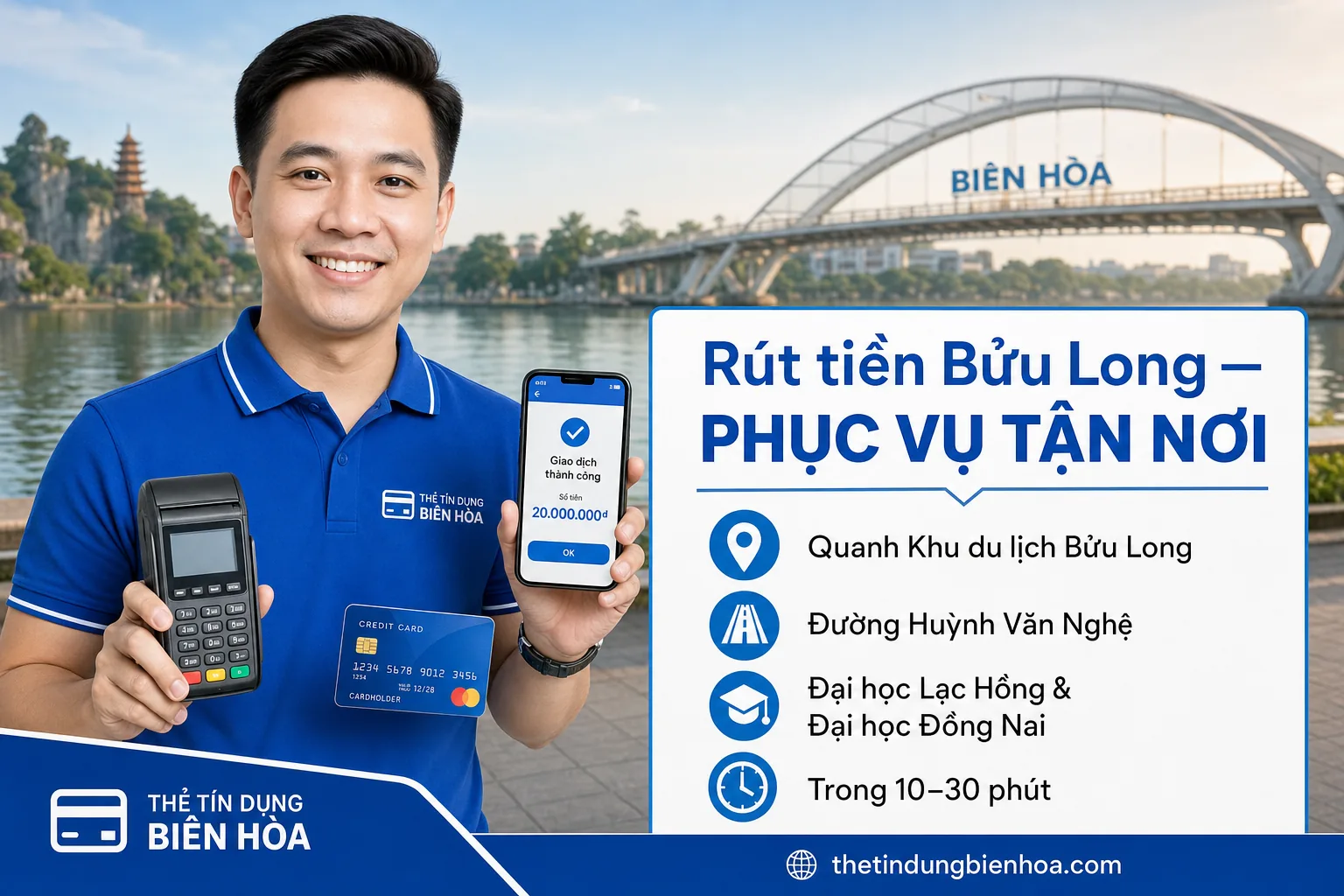Dịch vụ rút tiền thẻ tín dụng uy tín Bửu Long, Biên Hòa