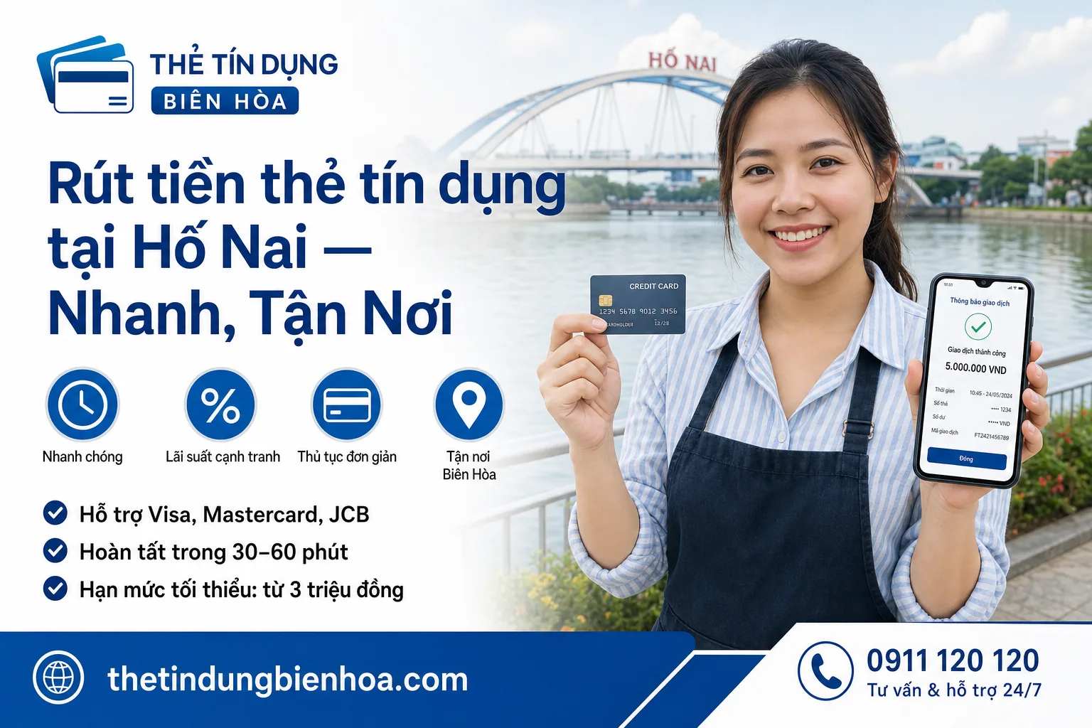 Rút tiền thẻ tín dụng tại Hố Nai, Biên Hòa