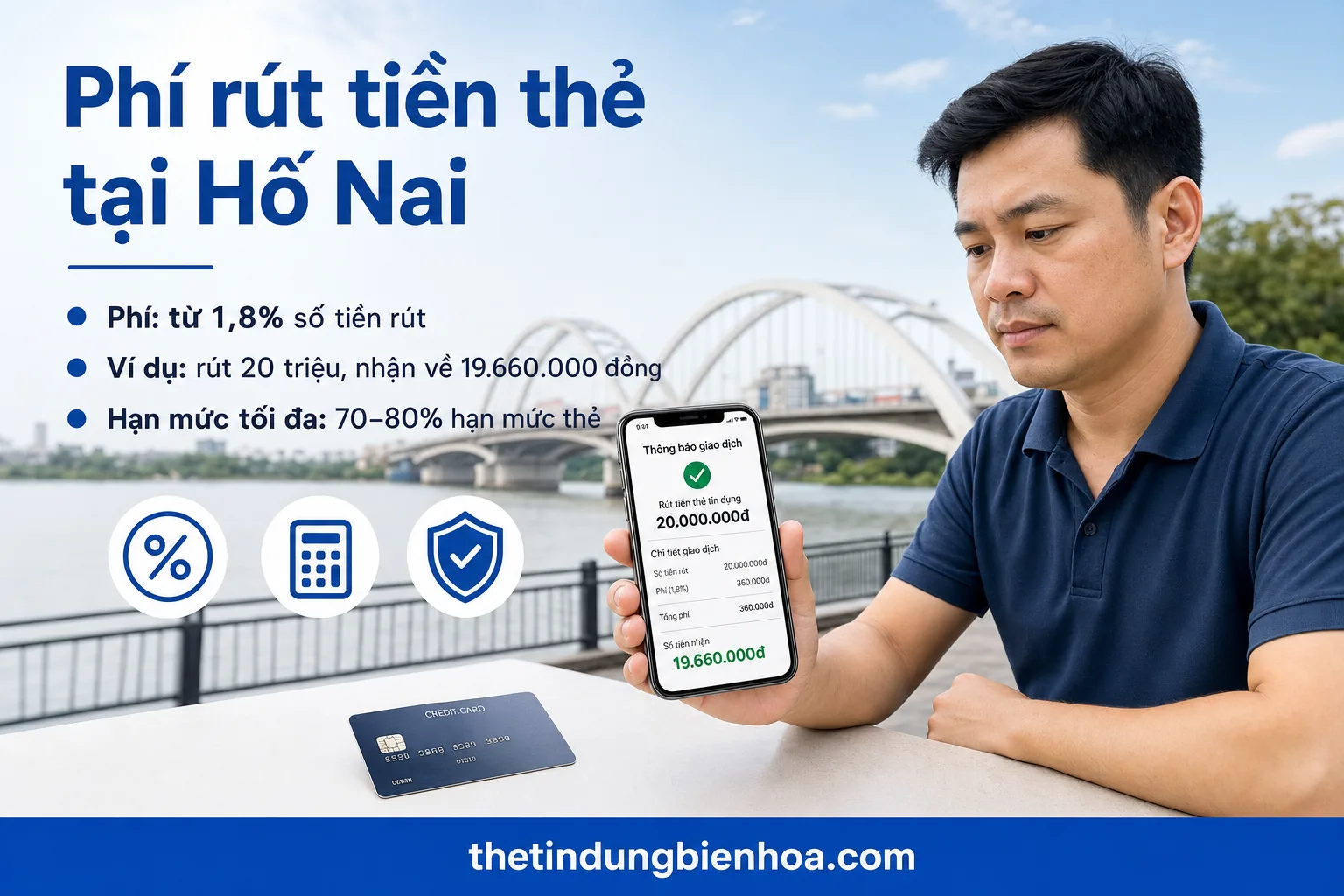 Rút tiền mặt thẻ tín dụng khu vực Hố Nai
