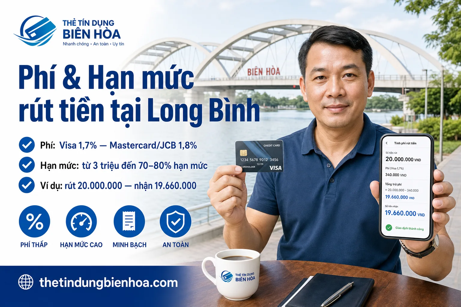 Rút tiền mặt thẻ tín dụng khu vực Long Bình