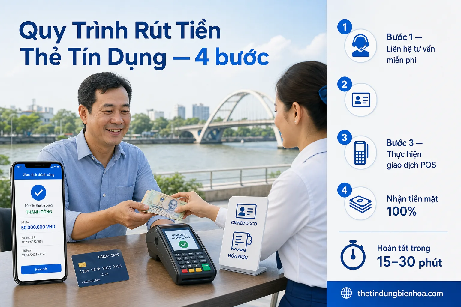Rút tiền thẻ tín dụng Biên Hòa uy tín an toàn lấy ngay