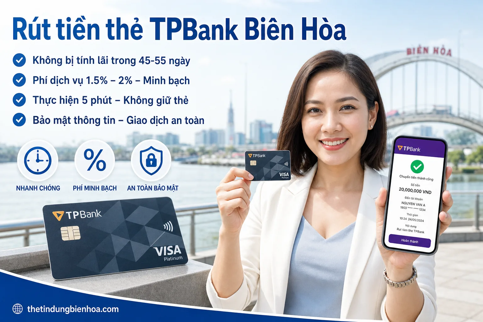 Dịch vụ rút tiền thẻ tín dụng TPBank tại Biên Hòa phí thấp