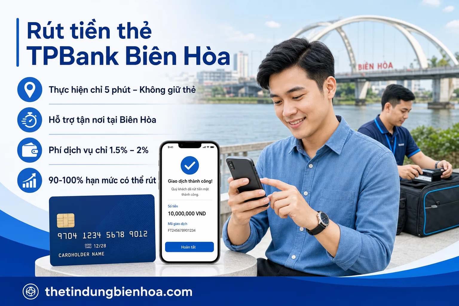 Quẹt thẻ tín dụng TPBank rút tiền mặt nhanh ở Biên Hòa