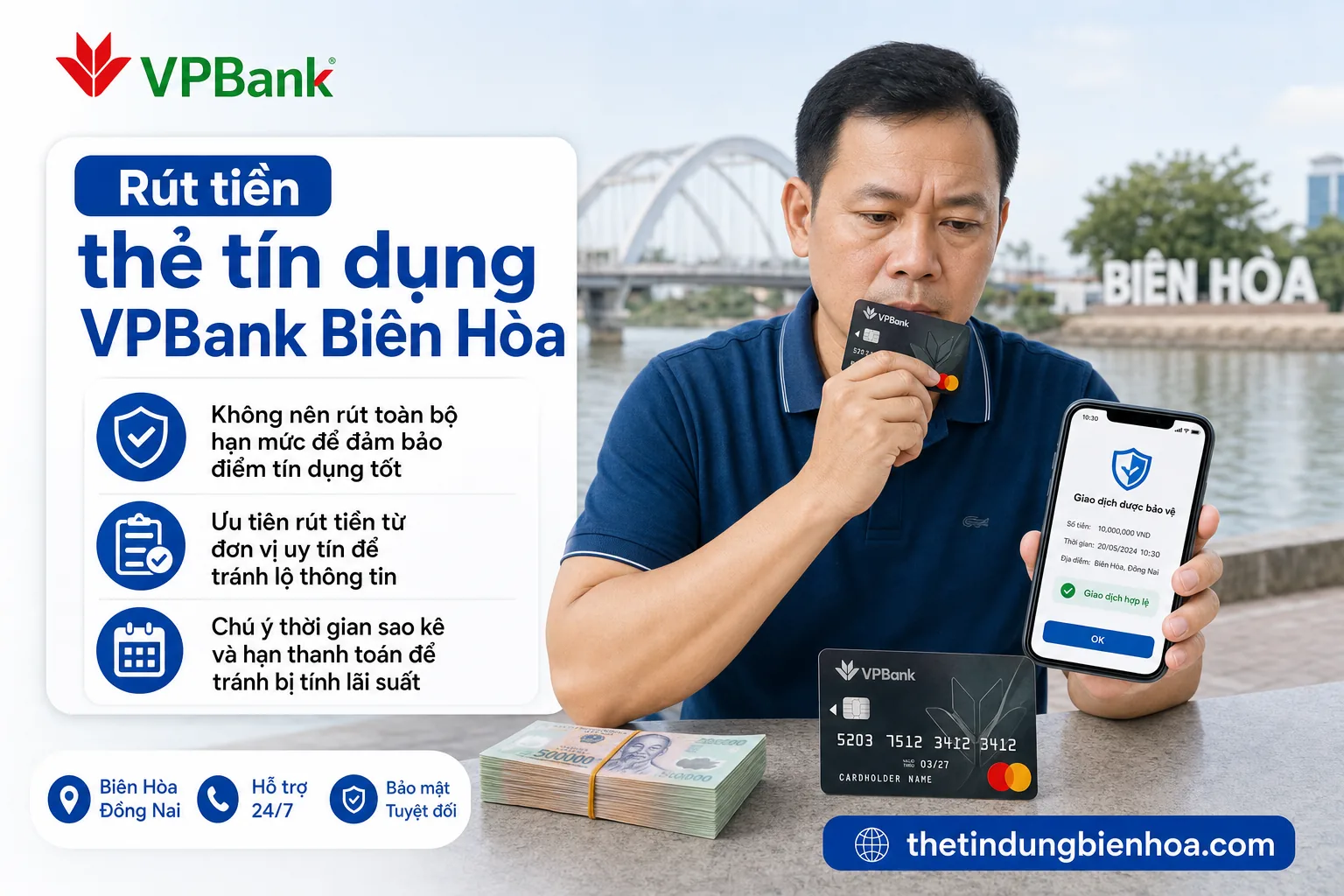 Hướng dẫn rút tiền thẻ tín dụng VPBank an toàn ở Biên Hòa
