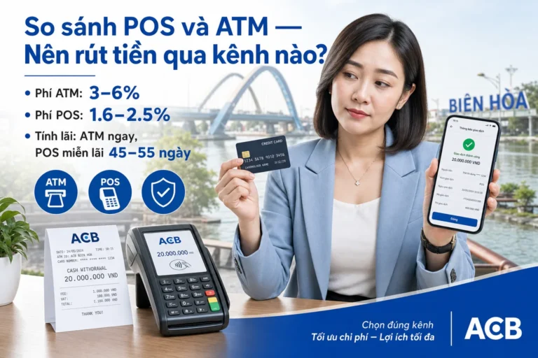So sánh rút tiền thẻ tín dụng qua máy POS và ATM tại Biên Hòa