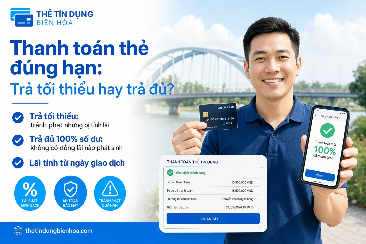 Thanh toán thẻ tín dụng đúng hạn qua ứng dụng ngân hàng