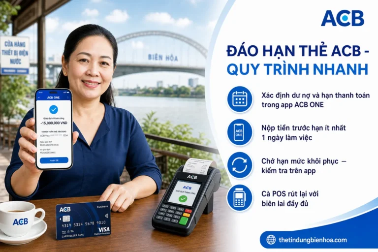 Đáo hạn thẻ tín dụng ACB tại Biên Hòa phí 1,8%