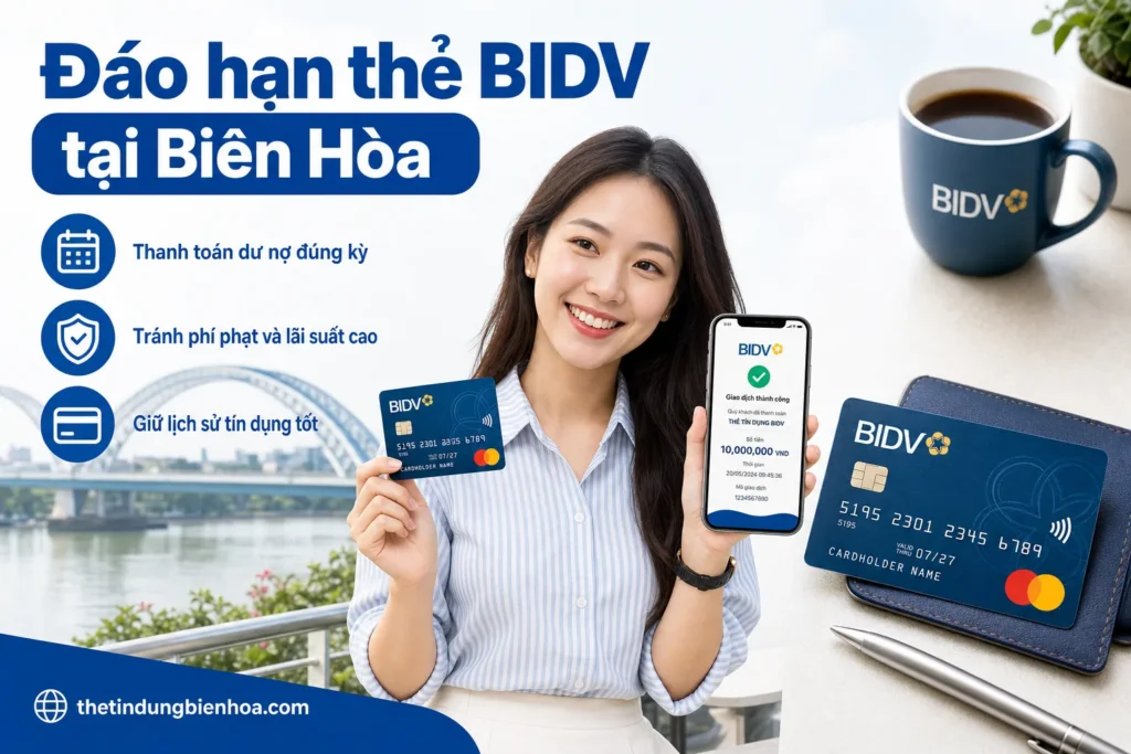 Đáo hạn thẻ tín dụng BIDV tại Biên Hòa phí 1,8%