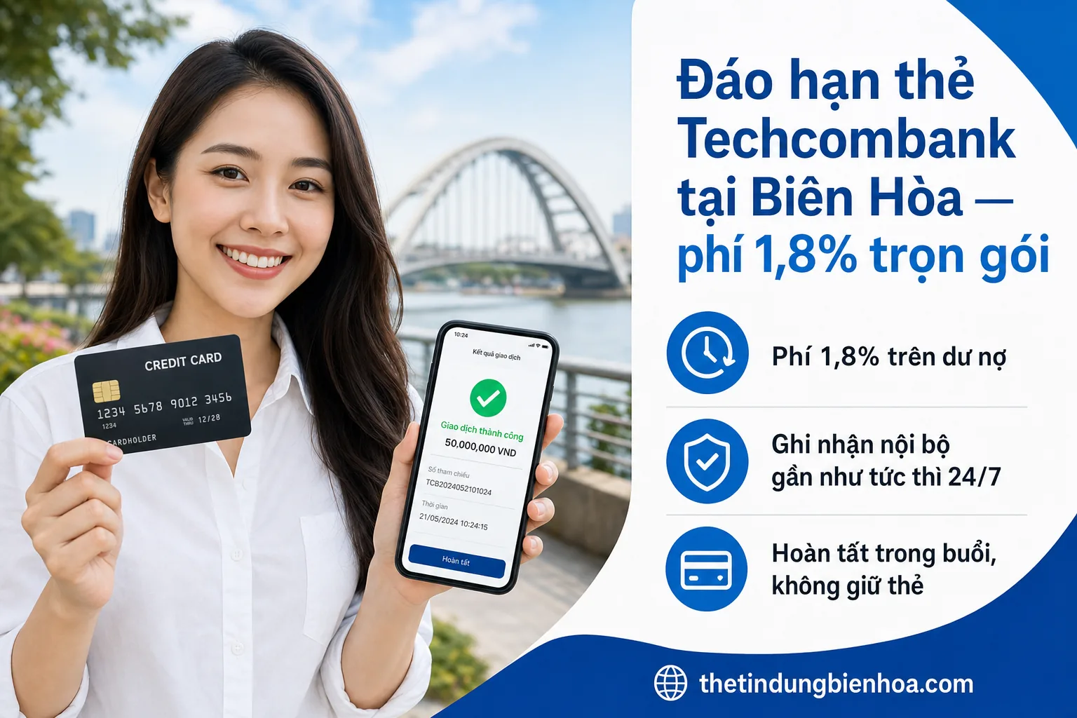 Đáo hạn thẻ tín dụng Techcombank tại Biên Hòa