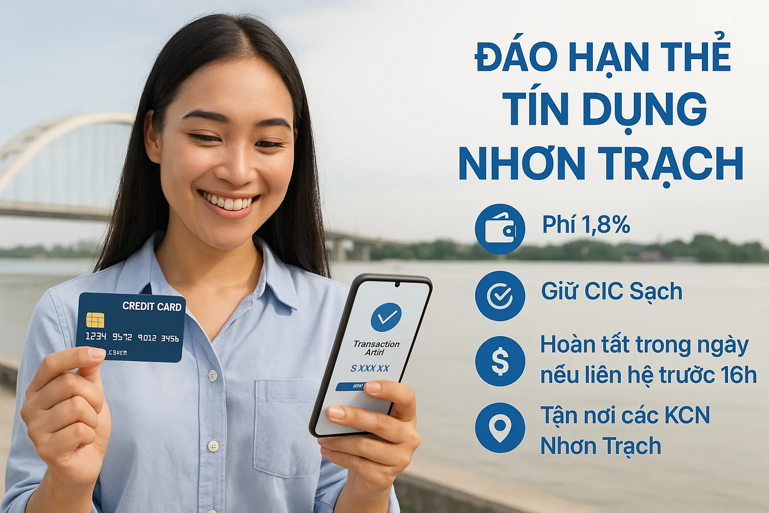 Đáo hạn thẻ tín dụng Nhơn Trạch phí 1,8% giữ CIC sạch - ảnh 1