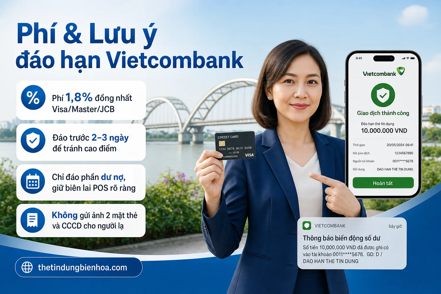 Dịch vụ đáo hạn thẻ Vietcombank uy tín Biên Hòa