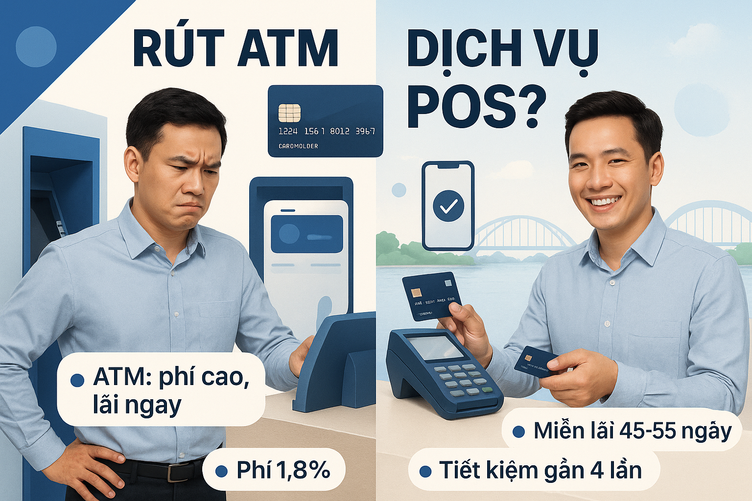 Phí rút tiền thẻ tín dụng ATM so với dịch vụ