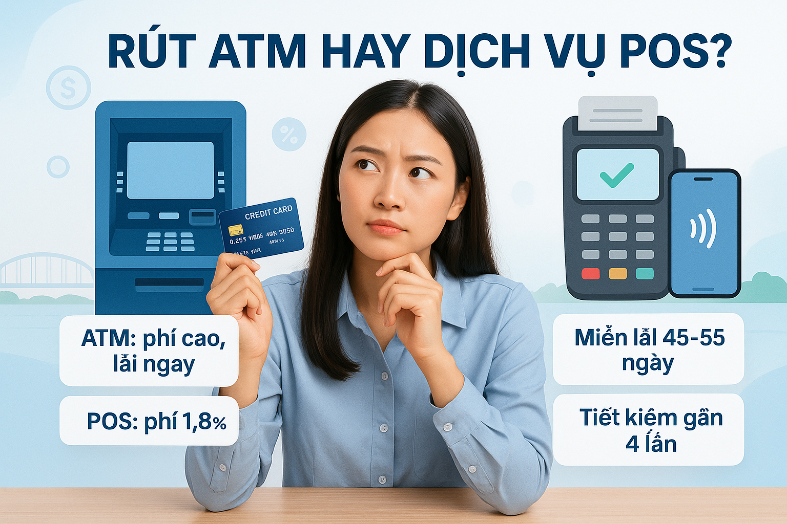 Phí rút tiền thẻ tín dụng ATM so với dịch vụ - dịch vụ uy tín, hỗ trợ tận nơi
