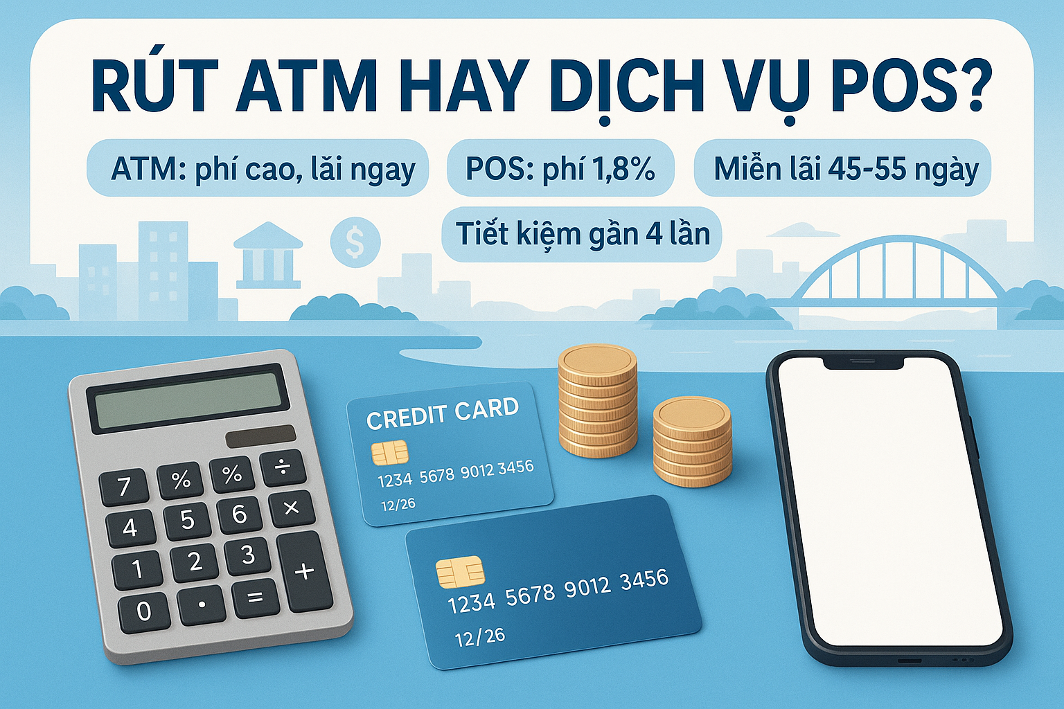 Phí rút tiền thẻ tín dụng ATM so với dịch vụ - quy trình nhanh gọn, phí 1,8%