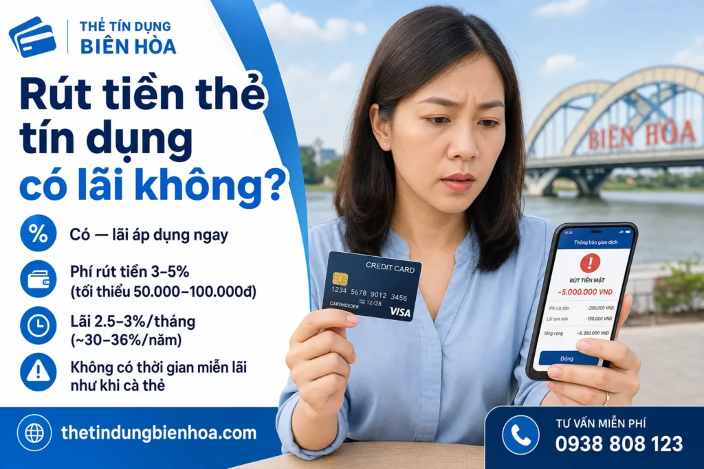 Rút tiền thẻ tín dụng có bị tính lãi không