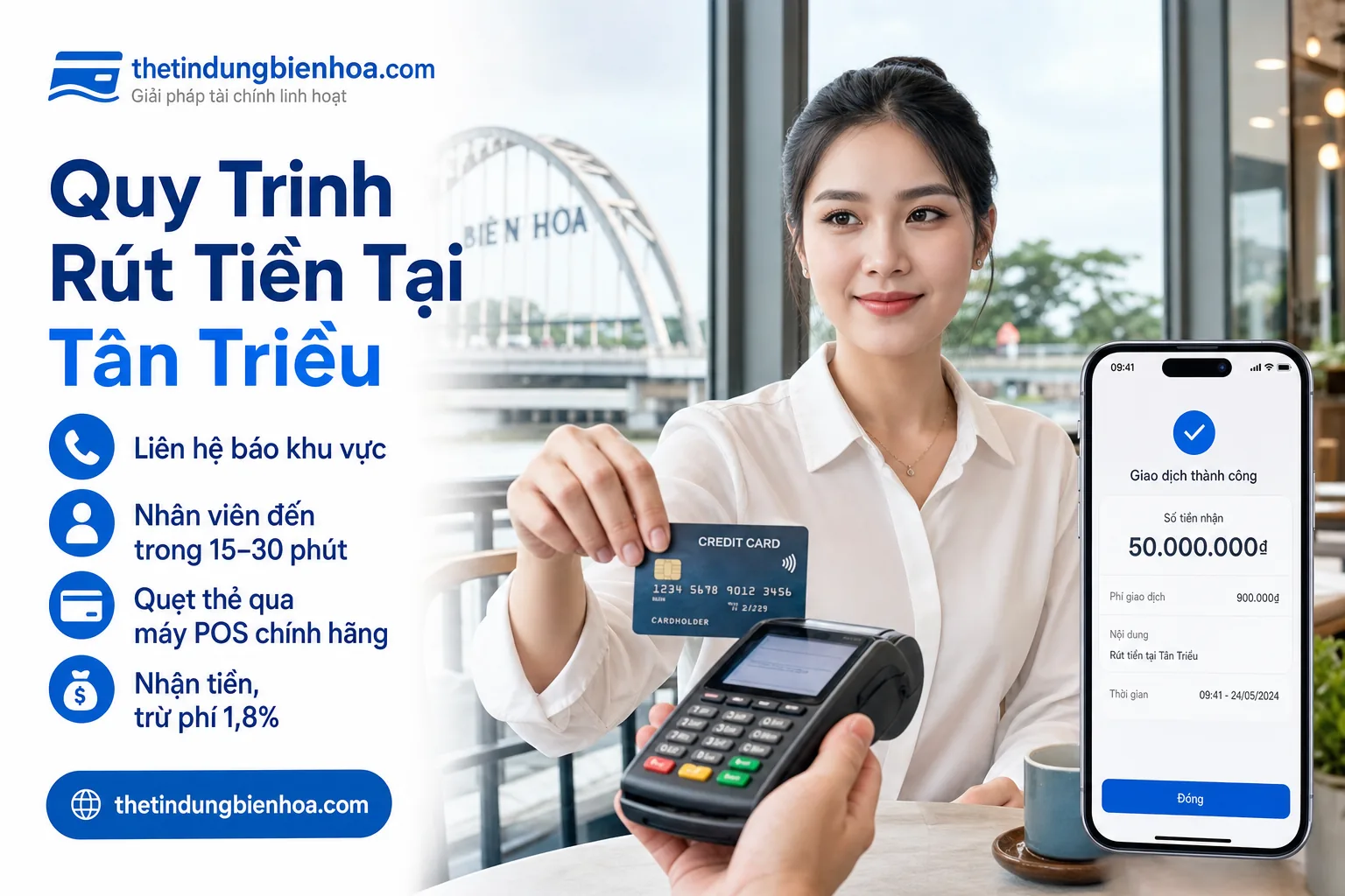 Dịch vụ rút tiền thẻ tín dụng Tân Triều tận nơi
