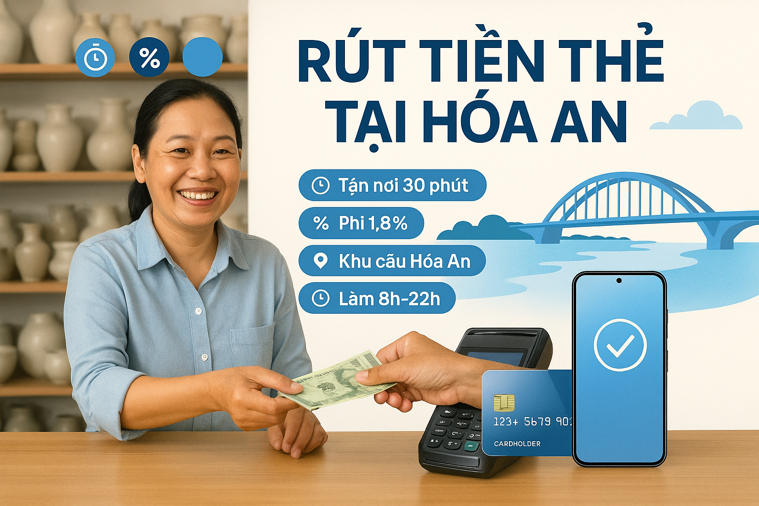 Rút tiền thẻ tín dụng phường Hóa An Biên Hòa - dịch vụ uy tín, hỗ trợ tận nơi