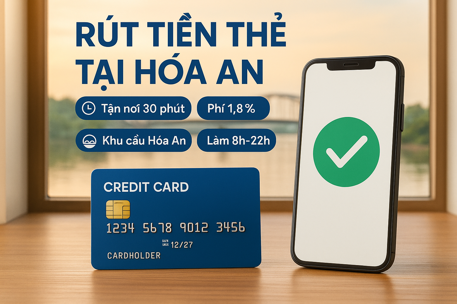 Rút tiền thẻ tín dụng phường Hóa An Biên Hòa - quy trình nhanh gọn, phí 1,8%