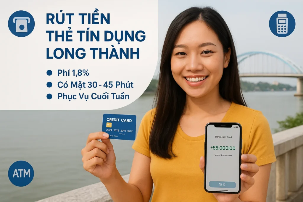 Rút tiền thẻ tín dụng Long Thành phí 1,8% tận nơi - ảnh 1