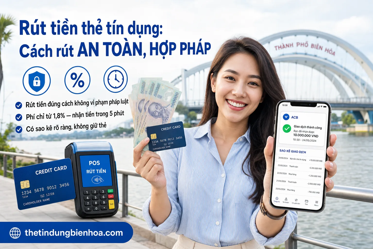Rút tiền thẻ tín dụng an toàn đúng luật tại Biên Hòa