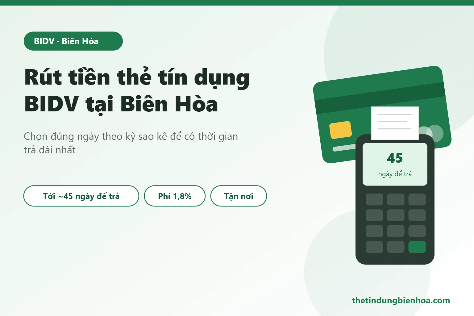 Rút tiền thẻ tín dụng BIDV tại Biên Hòa