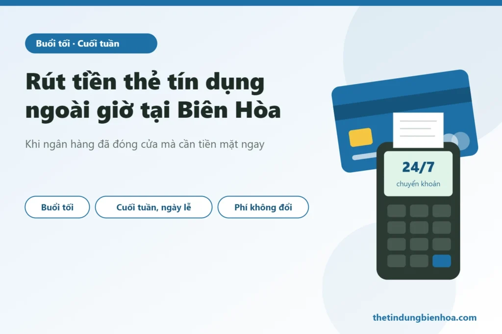 Rút tiền thẻ tín dụng ngoài giờ buổi tối và cuối tuần tại Biên Hòa