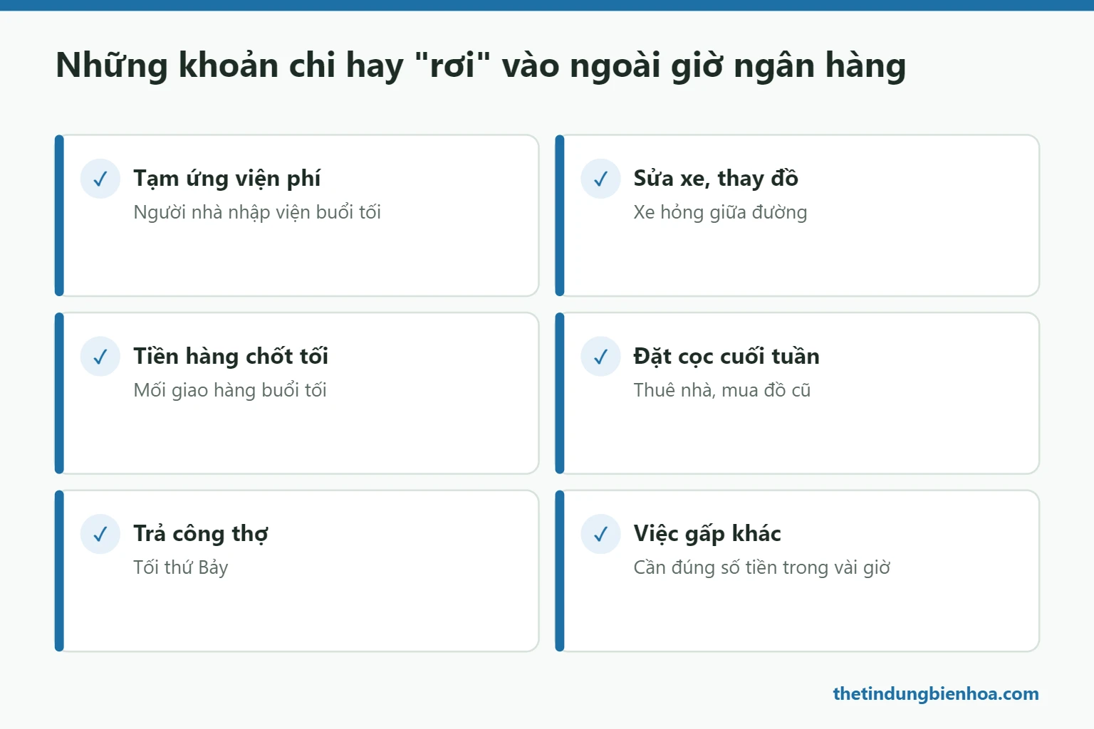 Các khoản chi cần tiền mặt ngoài giờ ngân hàng thường gặp