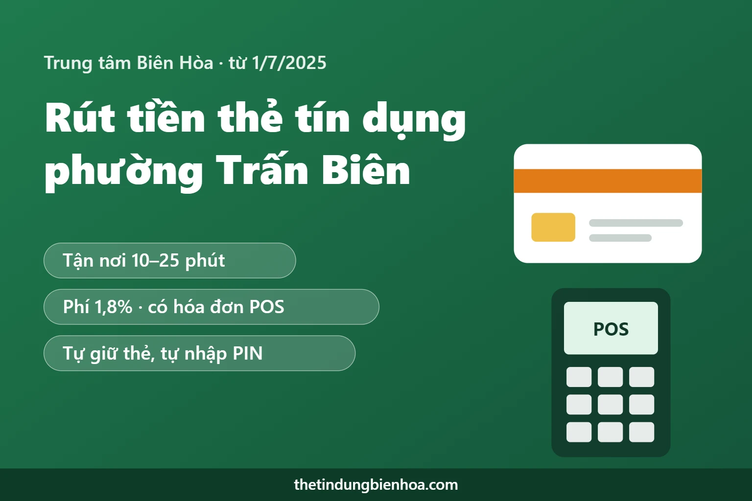 Rút tiền thẻ tín dụng phường Trấn Biên trung tâm Biên Hòa tận nơi